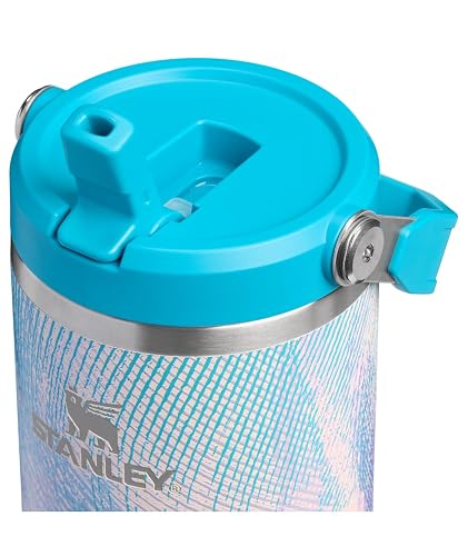 STANLEY IceFlow 2.0 - Vaso de popote, 30 onzas, pluma de vidrio marino | Mango fácil de transportar, tapa giratoria y popote abatible | Botella de agua resistente a fugas | Acero inoxidable aislado