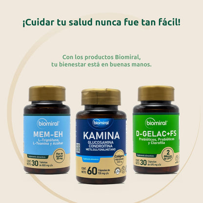 Biomiral D-Gelac+FS Probioticos y Prebioticos, 60 Capsulas | Clorofila, Fibra y Lactobacilos, 495 mg, 2 Billones de UFC, Libre de OGM