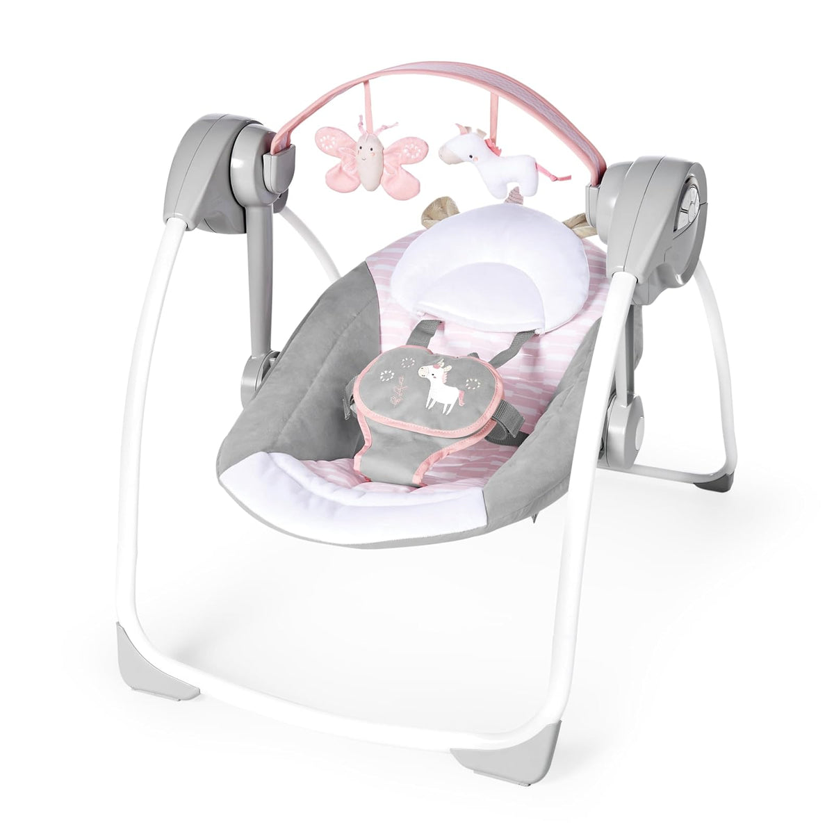 Ingenuity Comfort 2 Go Columpio Portátil para Bebé, Cuddle Lamb - Flora