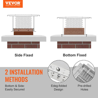 VEVOR - Tapón de Chimenea de 12 x 12 Pulgadas, Accesorios prácticos y fácil instalación, se Adapta a Cubiertas de Malla Exterior de Tejas de Arcilla de Humo, Color Plateado