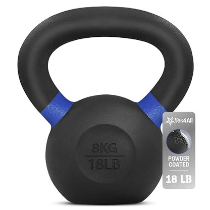 Yes4All Pesas Rusas para Ejercicio de Hierro Fundido con Revestimiento en Polvo, 4-32 kg o 9-71 lb Pesa Rusa, 4 6 8 10 12 14 16 20 24 32 Kgs Kettlebell en casa y Entrenamiento de Fuerza