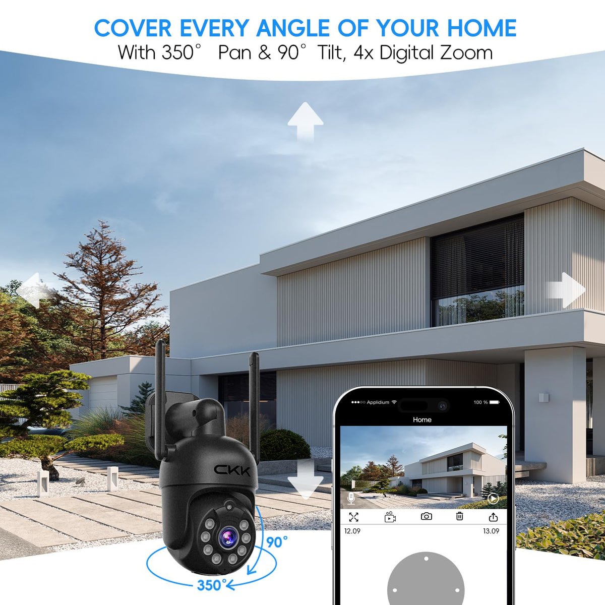 CKK Sistema de cámara de Seguridad de Audio de 5 MP 8 CH Sistema de cámara de vigilancia para el hogar con Disco Duro de 1 TB (1 cámara de Seguridad de 5 MP)