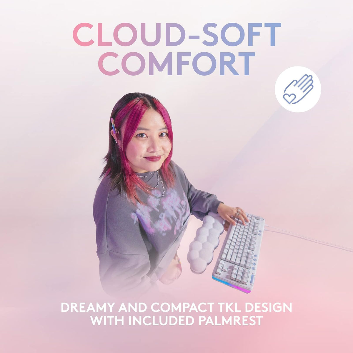 Logitech G G713 Teclado para Juegos con Cable con Iluminación LIGHTSYNC RGB, Interruptores Lineal (Rojo GX) y Reposamanos para Teclado, Compatible con PC y Mac, Blanco Niebla