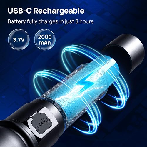 Consciot - Linterna UV con luz negra, recargable con USB-C, 365 nm, luz ultravioleta LED, lámpara de madera portátil para detección de orina de mascotas, manchas secas, chinches de cama, resina de