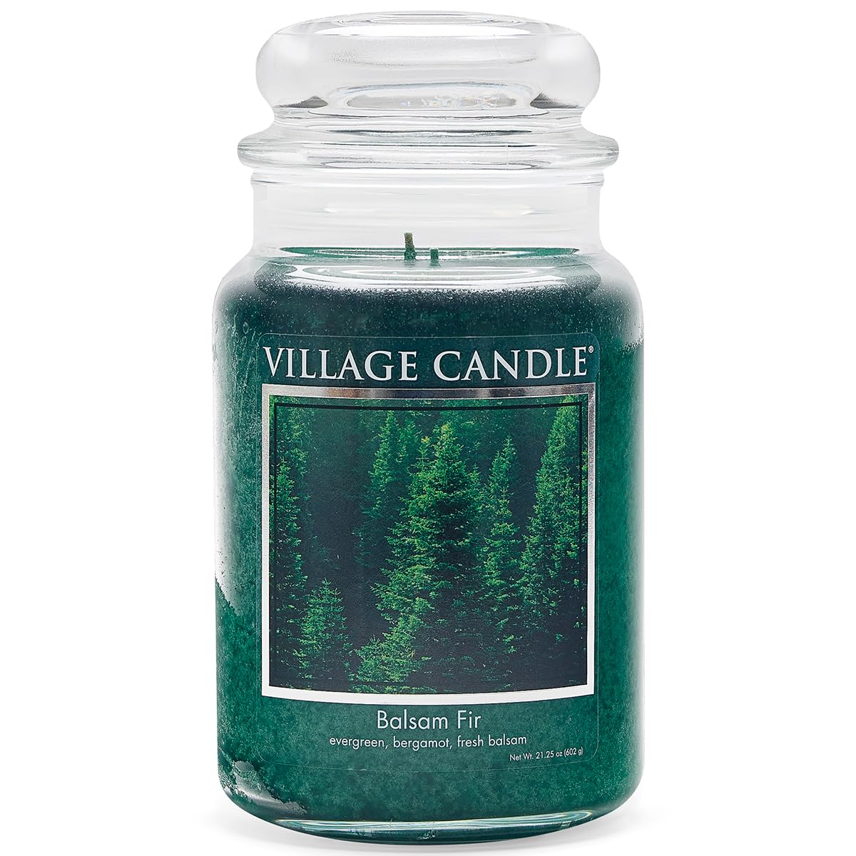 Village Candle Tarro grande de boticario de abeto bálsamo, vela perfumada, 22 onzas, verde