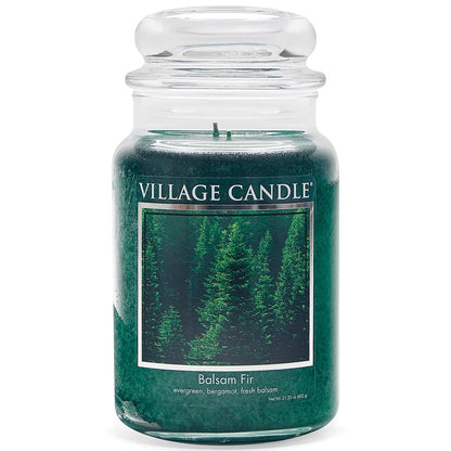 Village Candle Tarro grande de boticario de abeto bálsamo, vela perfumada, 22 onzas, verde