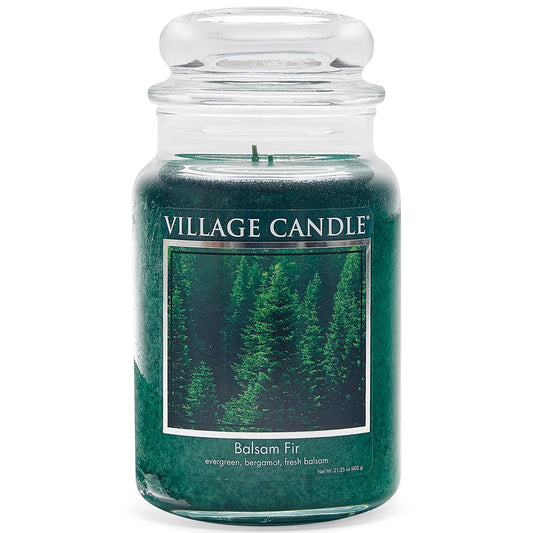 Village Candle Tarro grande de boticario de abeto bálsamo, vela perfumada, 22 onzas, verde