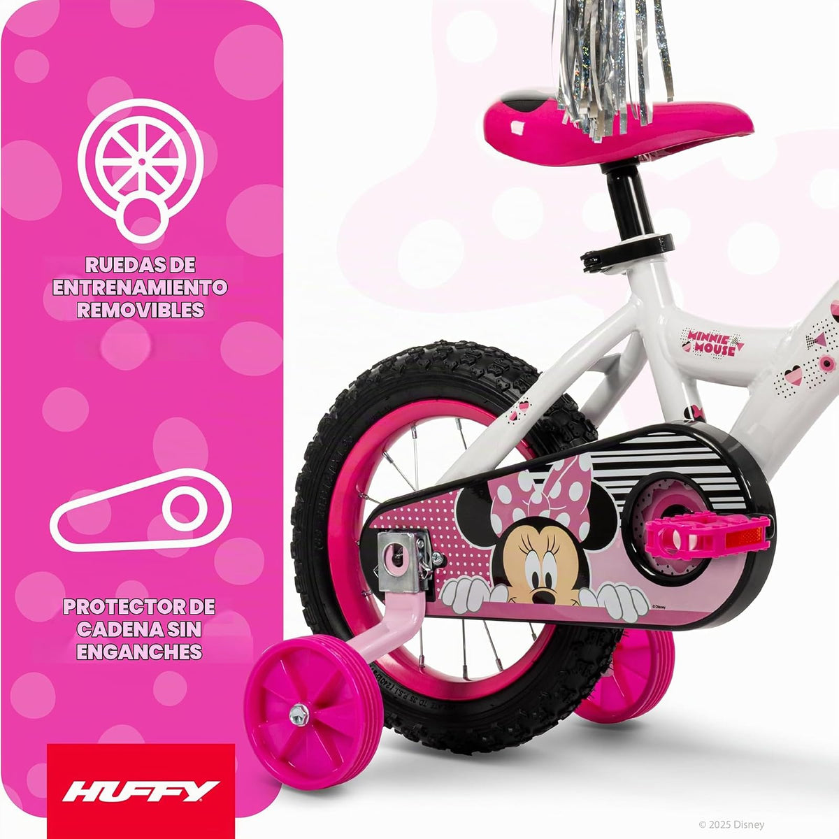 Huffy Disney Minnie - Bicicleta para niña para niños, Ruedas de Entrenamiento, 12 Pulgadas y 16 Pulgadas