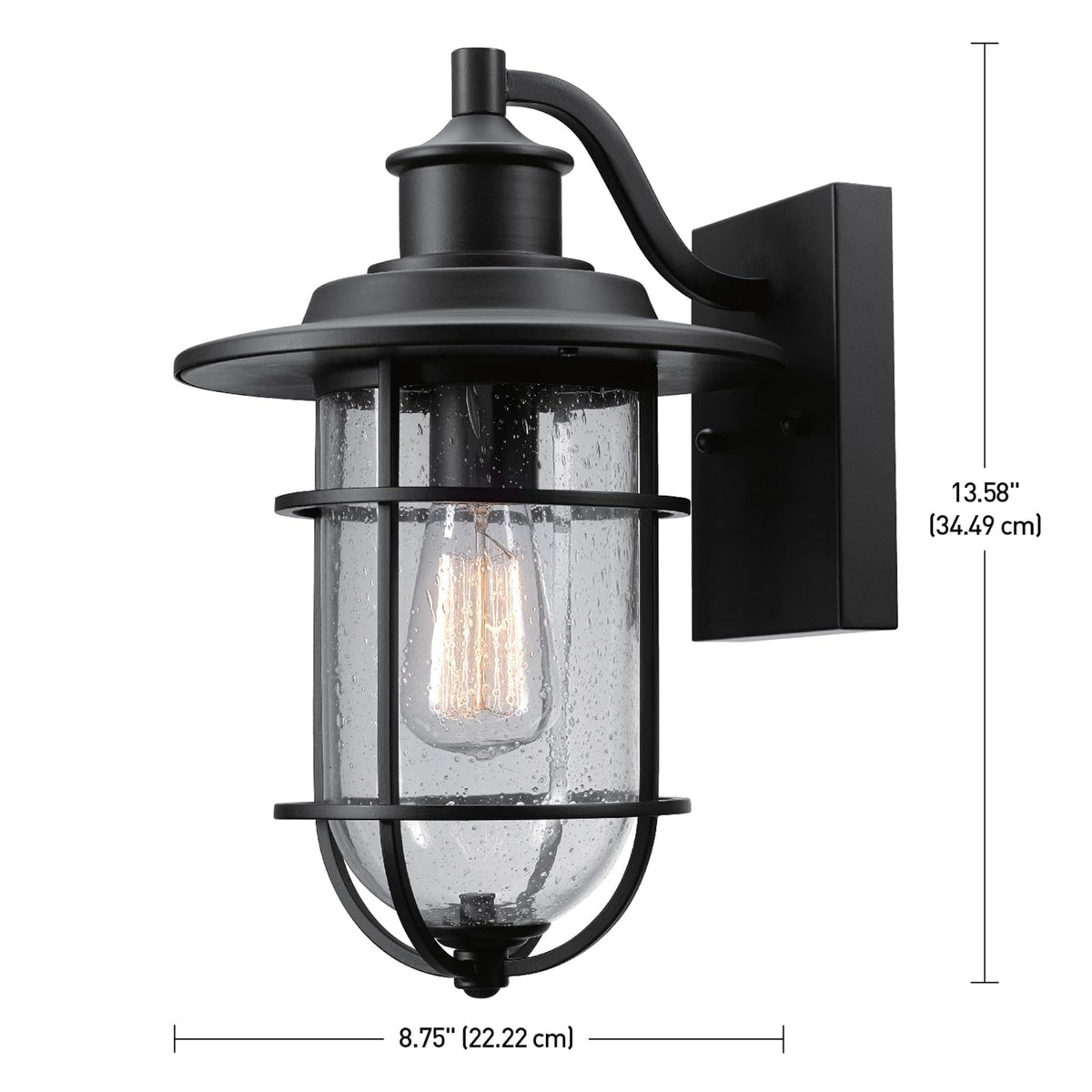 Globe Electric 65498 al aire última intervensión candelabro de pared, Moderno, Black With Seeded Glass