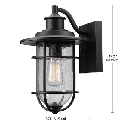 Globe Electric 65498 al aire última intervensión candelabro de pared, Moderno, Black With Seeded Glass
