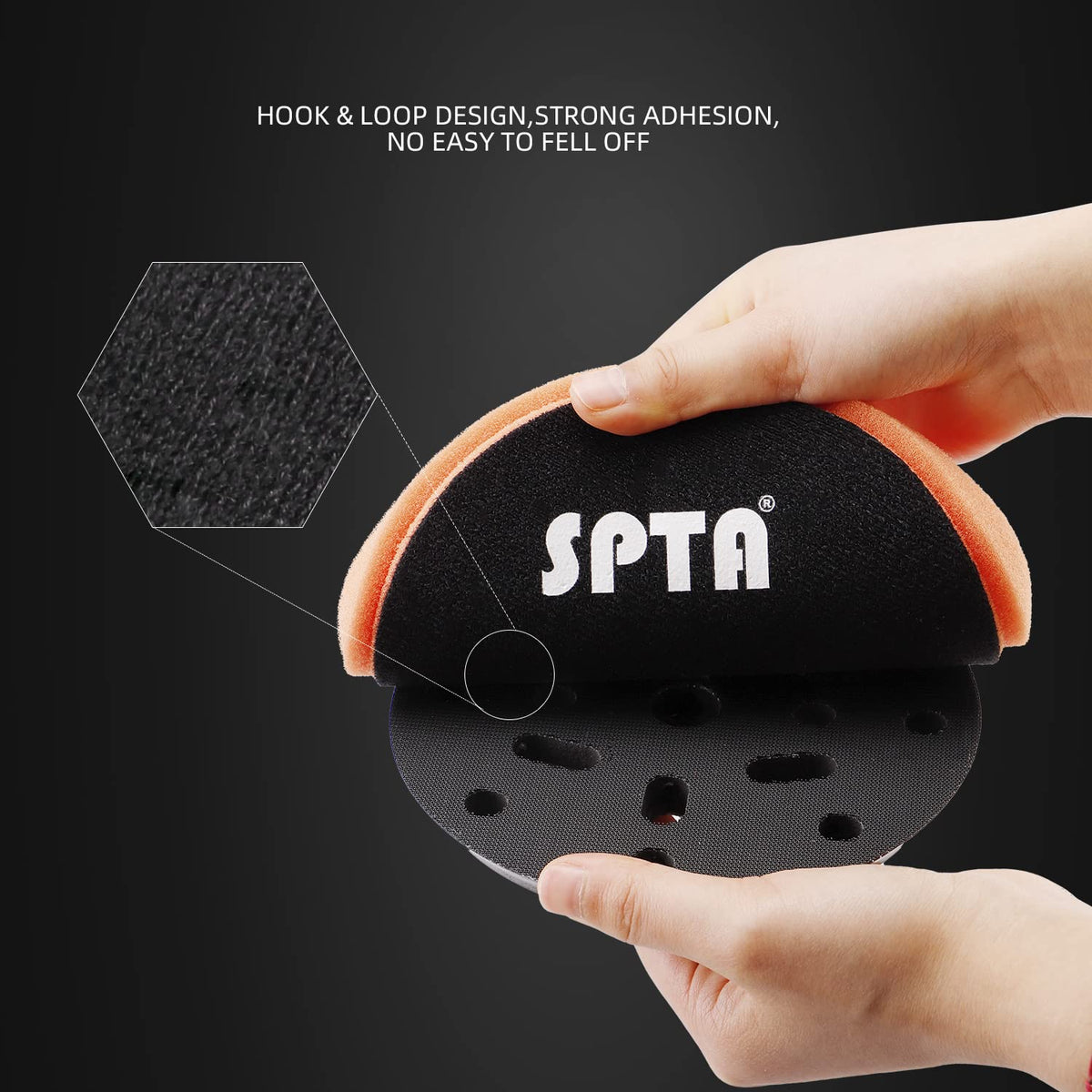 SPTA X00224Y6O3 - Almohadilla de corte ligero naranja, almohadillas para orejas de pulido compuestas de 125 mm, cara de 5.5 pulgadas para placa de respaldo de 5 pulgadas y 125 mm para pulidor de