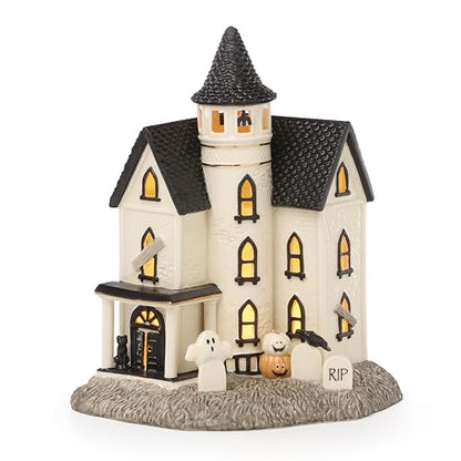 Lenox Figura clásico de Halloween Light-Up Manor | Casa embrujada de porcelana, 21 cm de altura, requiere 3 pilas AAA, no incluidas
