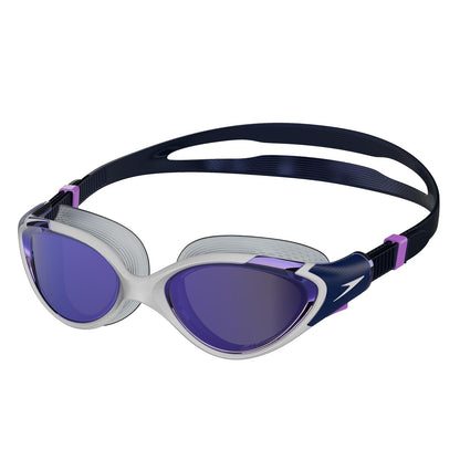 Speedo Biofuse 2.0 Googles de Natación Unisex Adulto - talla única - Blanco espejado, azul marino verdadero - morado dulce