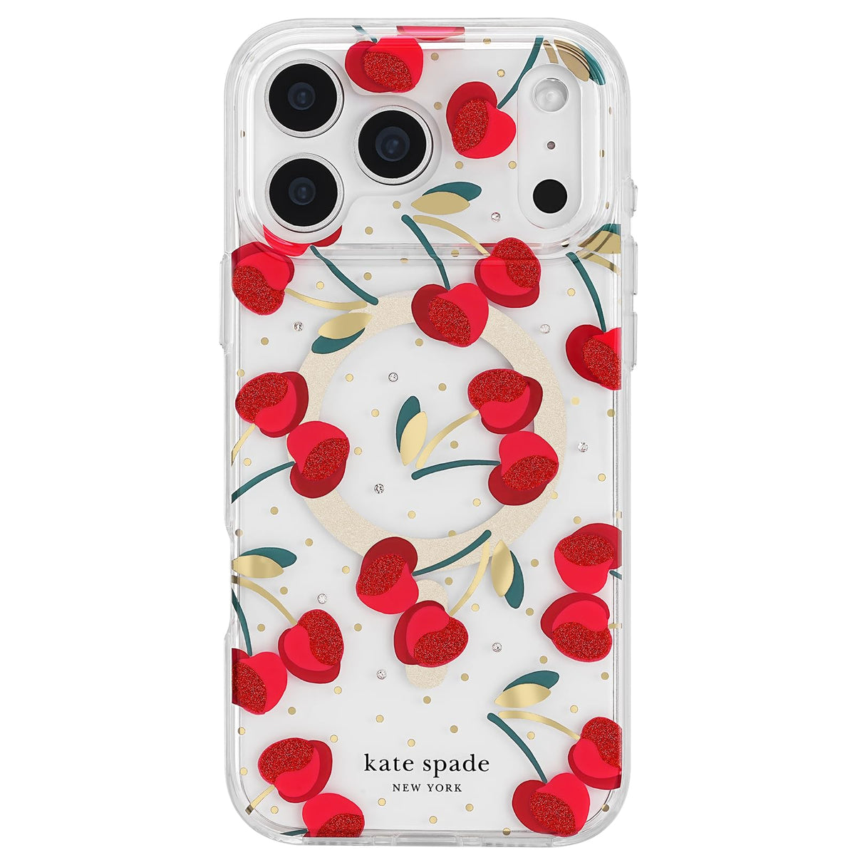 Kate Spade New York Funda para iPhone 17 Pro Max, Gemas Florales Sunshine - cereza (Cherry Dot)