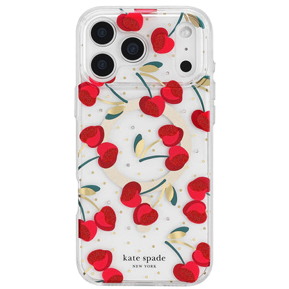 Kate Spade New York Funda para iPhone 17 Pro Max, Gemas Florales Sunshine - cereza (Cherry Dot)