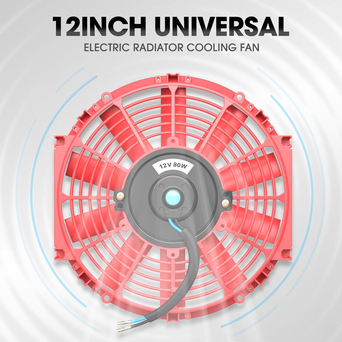DNA Motoring RAF-12-RD+FMK-X2 Ventilador Radiador Delgado 12" Alto Rendimiento Rojo 2 Unidades con Kit Montaje