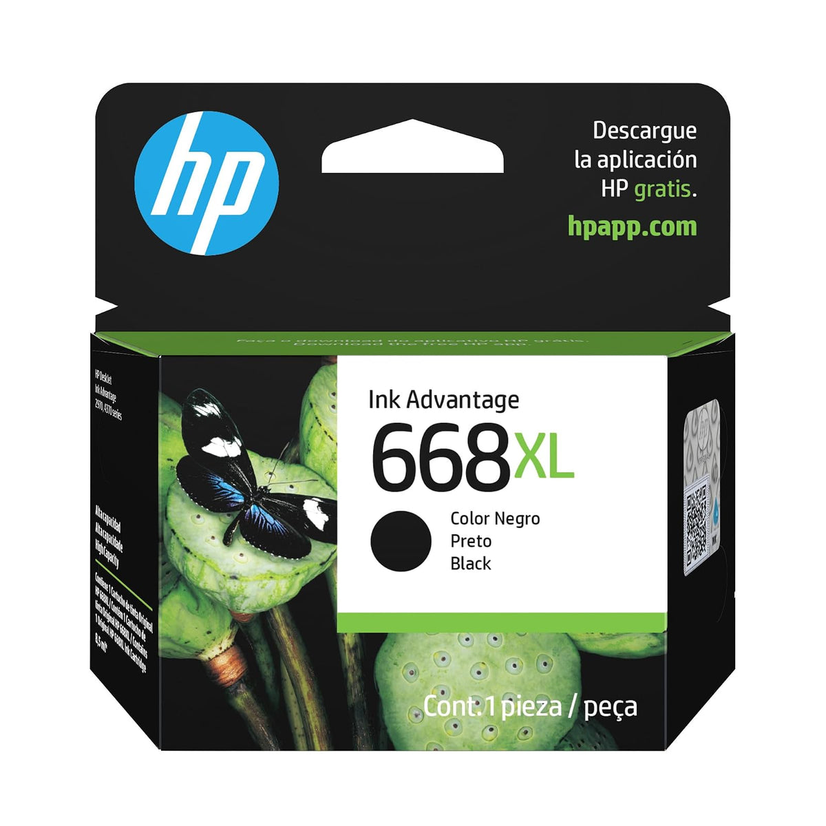 HP Cartucho 668XL Original Negro (7FP39VL), para Impresoras Ink Advantage Series 2970, 4370