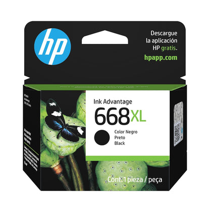 HP Cartucho 668XL Original Negro (7FP39VL), para Impresoras Ink Advantage Series 2970, 4370