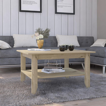 Espacio Klik Mesa de Centro Essential armable, Color Duna, Dimensiones 80 Largo X 70 Ancho X 45 Alto cm, Estilo contemporáneo, con un entrepaño