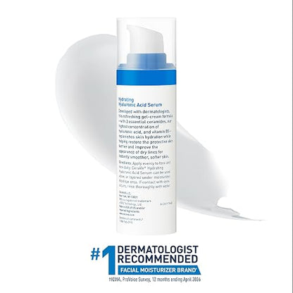 CeraVe Hyaluronic Acid Face Serum | 1 oz | Hydrating Serum for Face with Vitamin B5 | For Normal to Dry Skin | Paraben & Fragrance Free