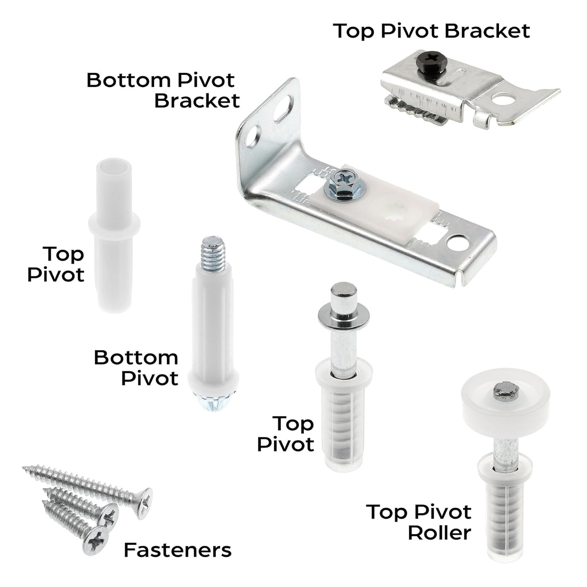 Prime-Line Kit De Reparación De Herrajes Para Puertas N 7534 | Zinc, 1 A 1-3/8 Pulgadas Grosor, Hasta 50 Lb, Incluye Soportes Superior E Inferior, Pivotes Superior E Inferior, Rueda Guía