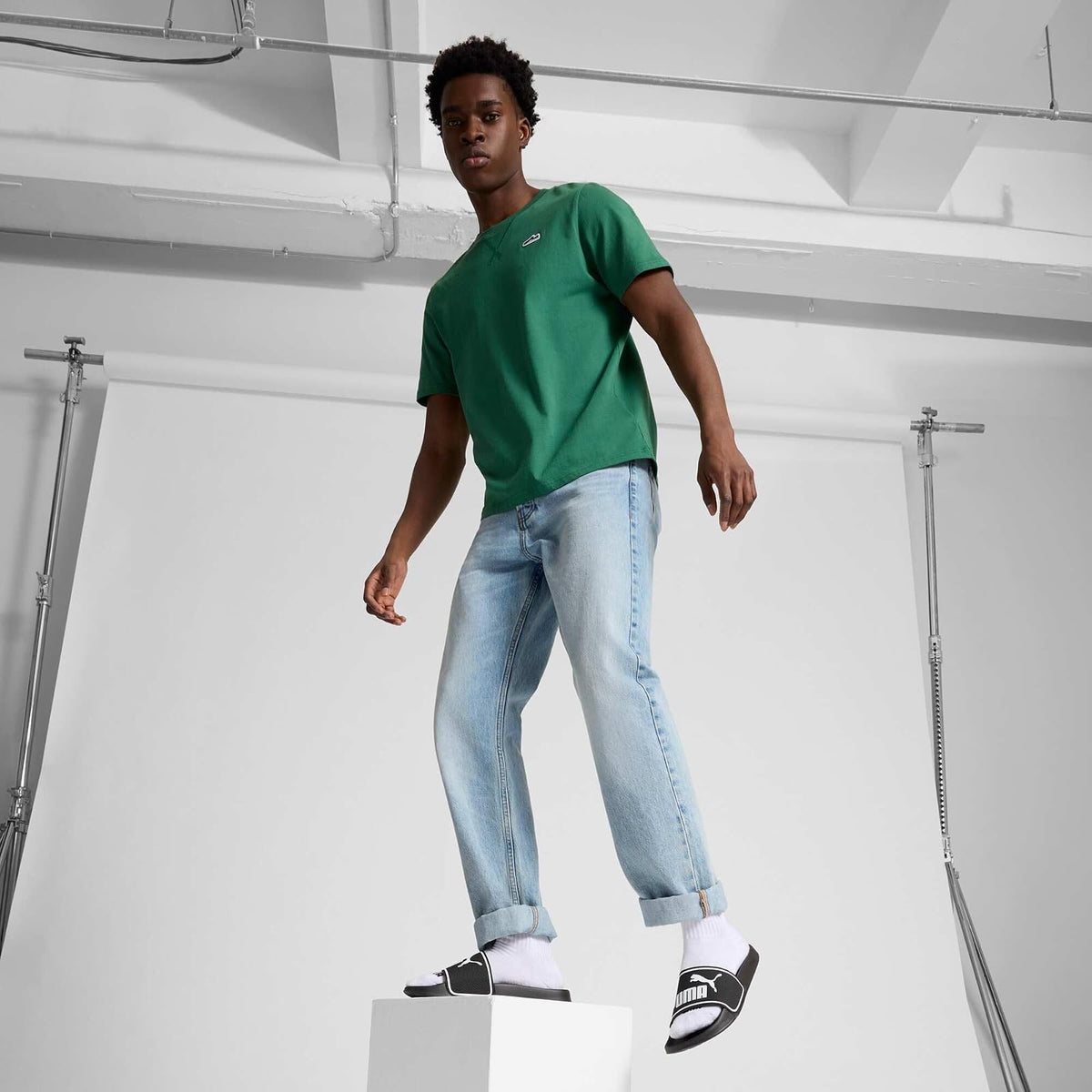 Puma, Sandalias Leadcat 2.0, Unisex, Negro y Blanco, Talla 22