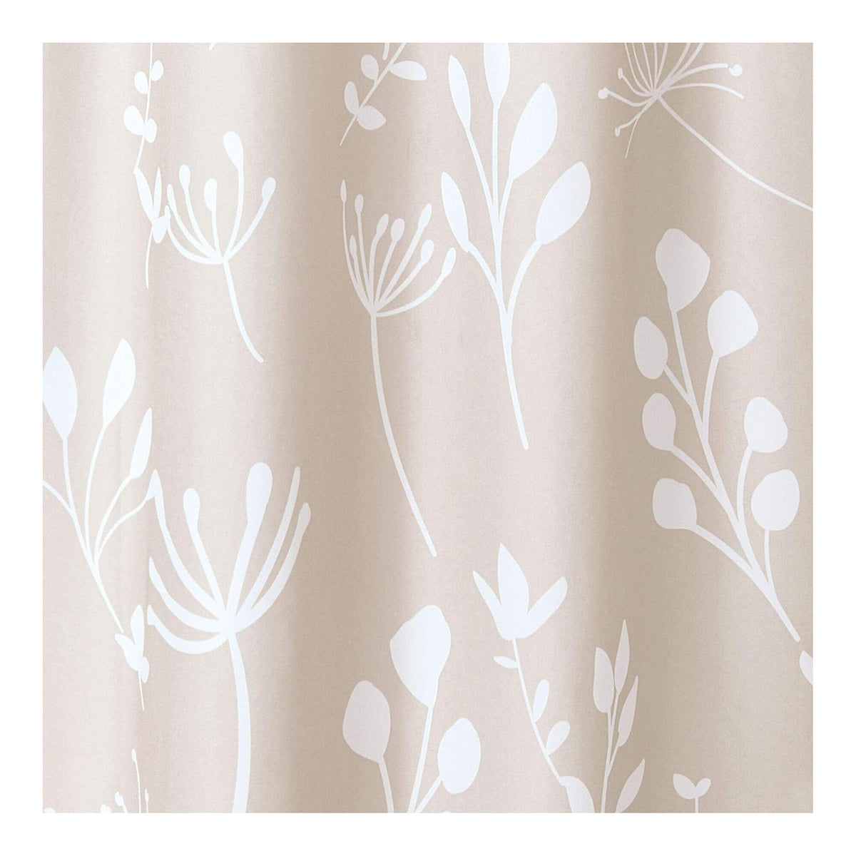 iDesign Isla Floral Fabric Bathroom Shower Curtain, Taupe
