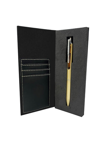 Zebra Bolígrafo Sarasa Grand Acero Inoxidable con Tarjetero - Dorado