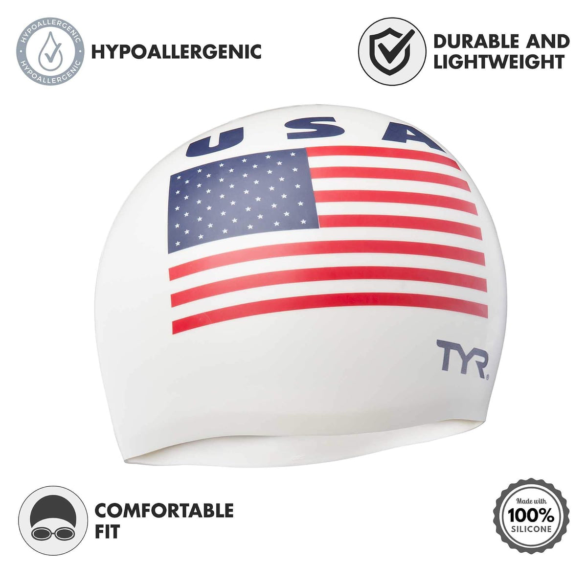 TYR USA - Gorra de Silicona de natación