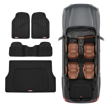 Motor Trend flextough alfombrillas de goma & carga alfombrilla de maletero Set Negro Heavy Duty - sin olor, Extreme Duty (negro)
