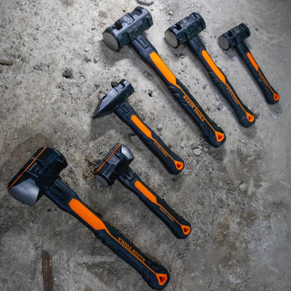 Klein Tools H80693 - Martillo de doble cara de 3 libras con mango de fibra de vidrio, diseño resistente a los golpes para golpes y demolición, incluye agujero para cordón