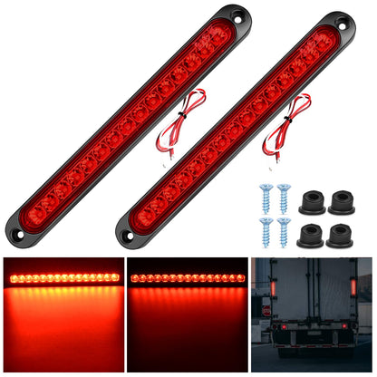 Nilight - Barra de luces rojas para remolque, 2 unidades, 10 pulgadas, 15 LED, para aparcar, parar, girar, luces traseras, luz de freno IP67, impermeable, marcador de identificación