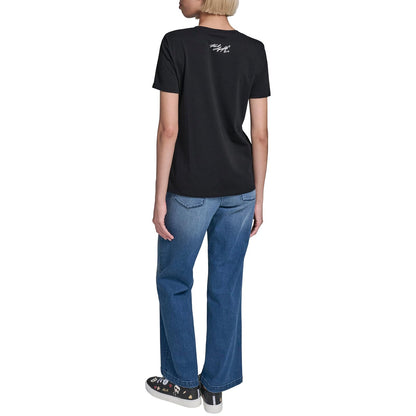 Karl Lagerfeld - Playera de Manga Corta con Cuello Redondo para Mujer