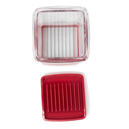 Norpro Speed Slicer con placa de empuje, rojo, 3 pulgadas de largo x 3 pulgadas de ancho x 4.25 pulgadas de alto
