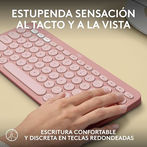 Logitech Pebble Keys 2 K380s, Teclado Bluetooth multidispositivo, accesos directos, estilizado y Portable, Easy-Switch, Windows, macOS, iPadOS, Android, ChromeOS - Rosa