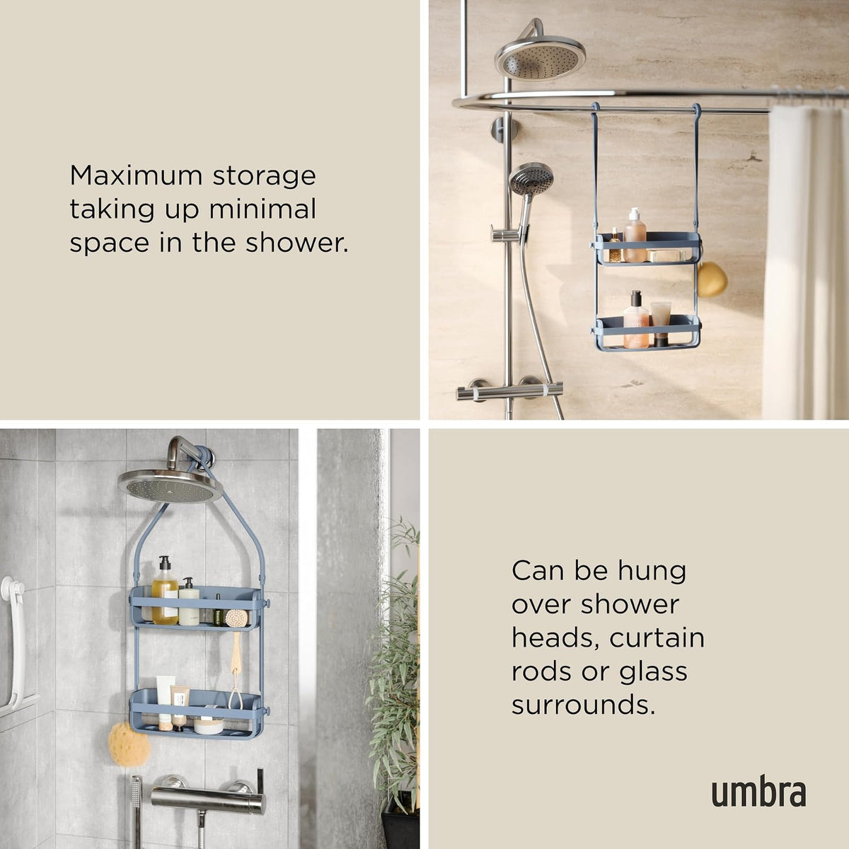 umbra FLEX SHOWER CADDY, Azul pizarra