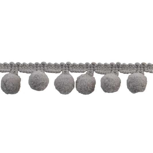 Pompom Fringe Rollos de flecos de poliéster de 1 pulgada para artes y manualidades, 10 yardas, gris