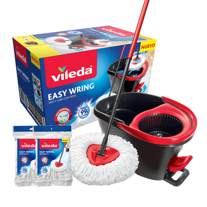 Vileda Easy Wring Trapeador de Microfibra con Cubeta y Pedal - 2 Repuestos