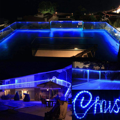 Dosyu 10M LED Navideña, 200LED 110V 2 cables Cuttable de Navidad Luces de la cuerda al aire libre, 200 LED a prueba de agua al aire libre caliente luces de la cuerda para la cubierta(Azul)