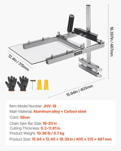 VEVOR Aserradero de Motosierra Móvil, Aserradero para Vigas de Tablones de 41-51 cm, Guía de Corte Transversal de Madera con Protector, Grosor de Corte 0,508 a 29,99 cm, 405 x 315 x 467 mm, Plata