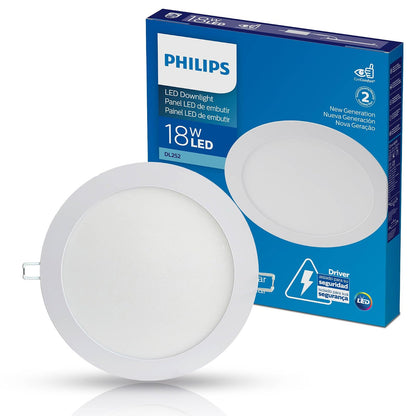 Philips LED Empotrado DL252 Redondo 8 Pulgadas Luz Neutra 18W, Iluminación Potente, Diseño Moderno, Instalación en Techo, Ideal para Espacios Residenciales y Comerciales