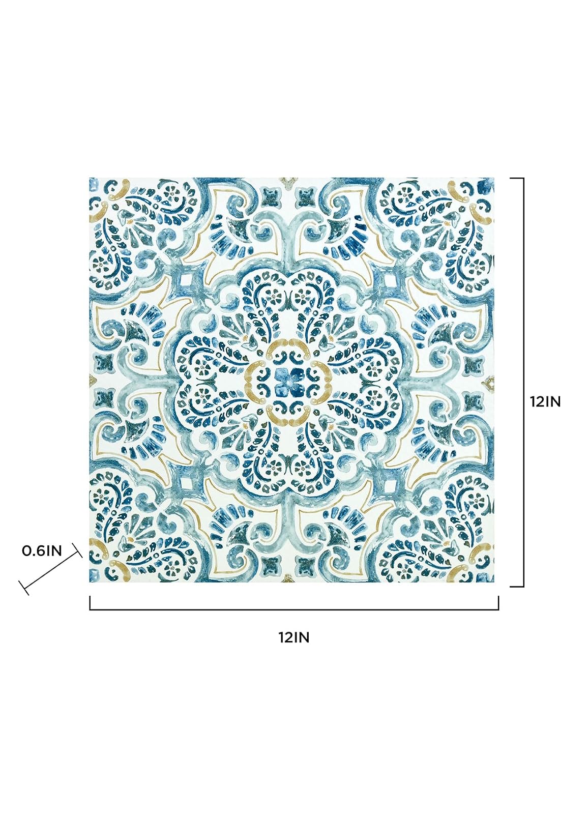FloorPops FP2477 Fontaine - Azulejos de piso para despegar y pegar, color azul