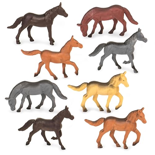Terra by Battat Caballos en Tubo, Figuras de Caballos en Miniatura | Set de 60 caballos de juguete de plástico en distintas posturas, para dioramas o coleccionar, Caballos en tubo, 3 años y +