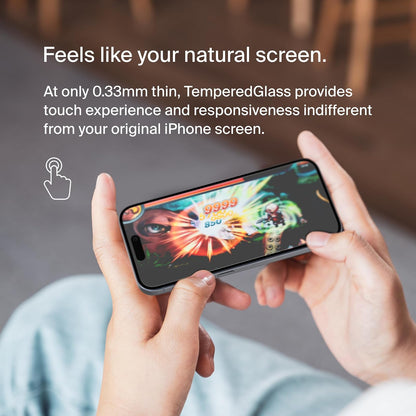 Belkin - Película protectora de vidrio para iPhone 15 Pro, vidrio templado (antiespía, vidrio templado, AGC japonés), antibacteriano, ultrafino de 0,33 mm con kit de instalación fácil OVA149zz