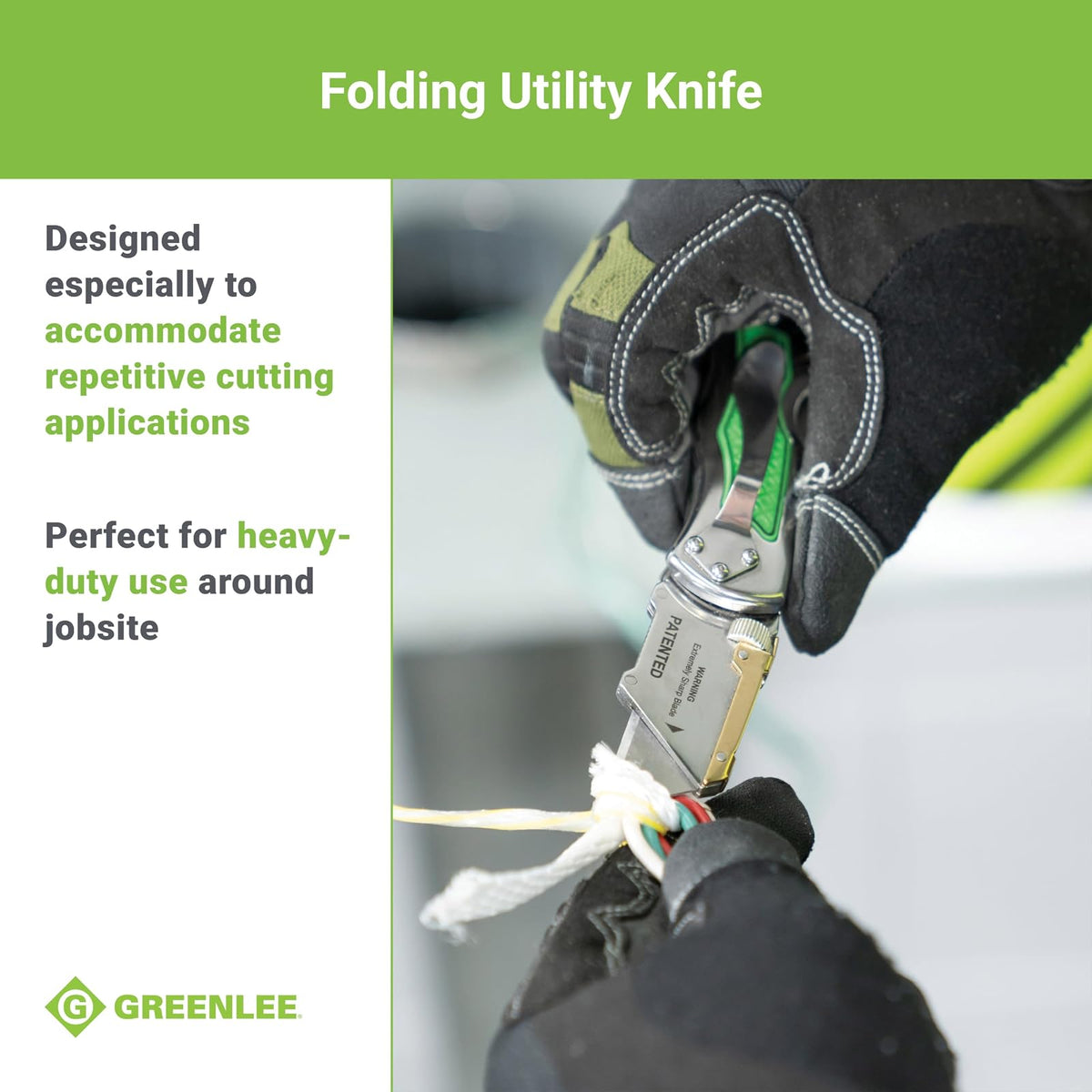GREENLEE - Navaja Plegable, Mango de Acero Inoxidable, Función de Bloqueo, Herramientas Manuales, Uso Profesional