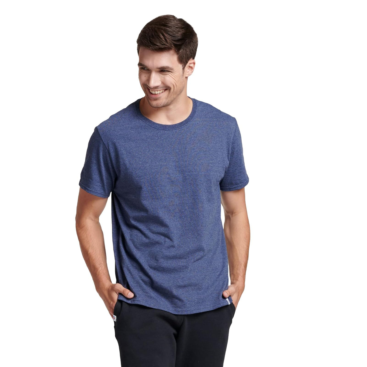 Russell Athletic Camiseta Dri-Power de Manga Corta para Hombre - G - azul marino, jaspeado, (Vintage Heather Navy)