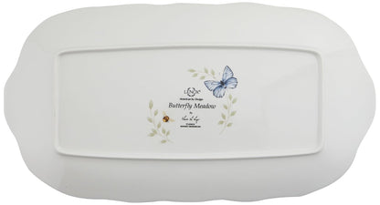 Lenox Butterfly Meadow - Bandeja rectangular para sándwiches | Acabado blanco, apto para lavaplatos | 37,47 cm de largo | Entretenimiento floral, bandeja de alimentos, regalo para mujer