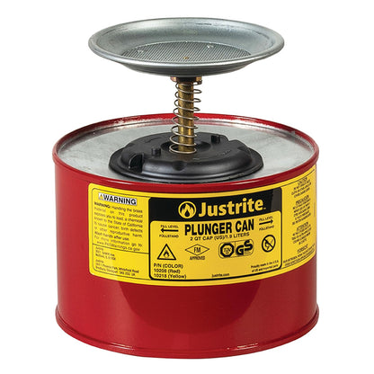 Justrite Lata de Émbolo para Disolventes, 1 Pinta, Acero - 2 Quarts