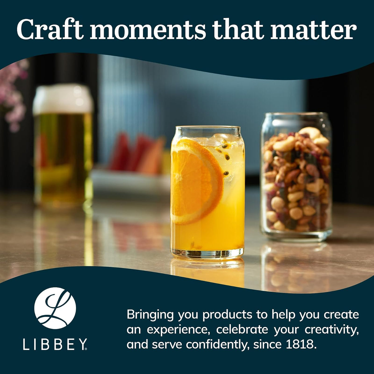 Libbey Classic Can Tumbler Vaso, Juego de 4