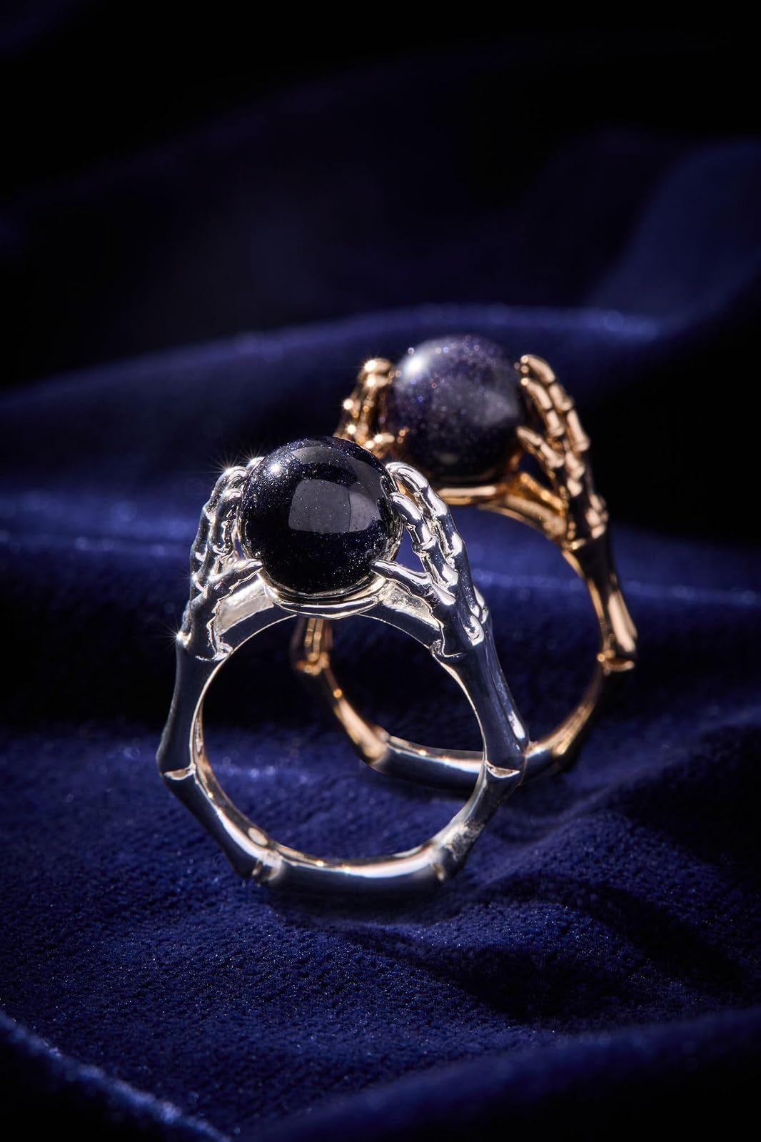 Alex and Ani - Anillo de bola de vidrio, sin níquel, elegante pieza de declaración, tamaño 7, anillo grueso hecho a mano de estilo gótico